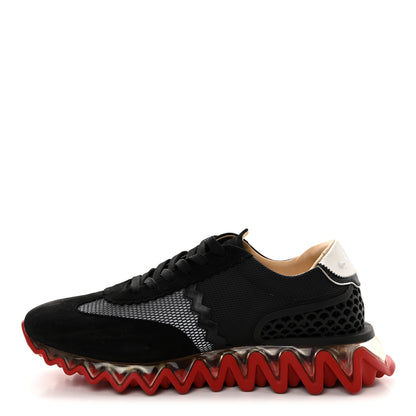 Christian Louboutin Suede Mesh Calfskin Mens Loubishark Sneakers 46 Black White Transparent 1 of 7