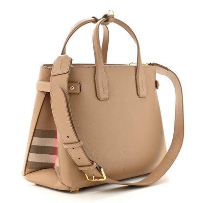 Burberry Derby Calfskin House Check Medium Banner Tote Camel 3 of 11