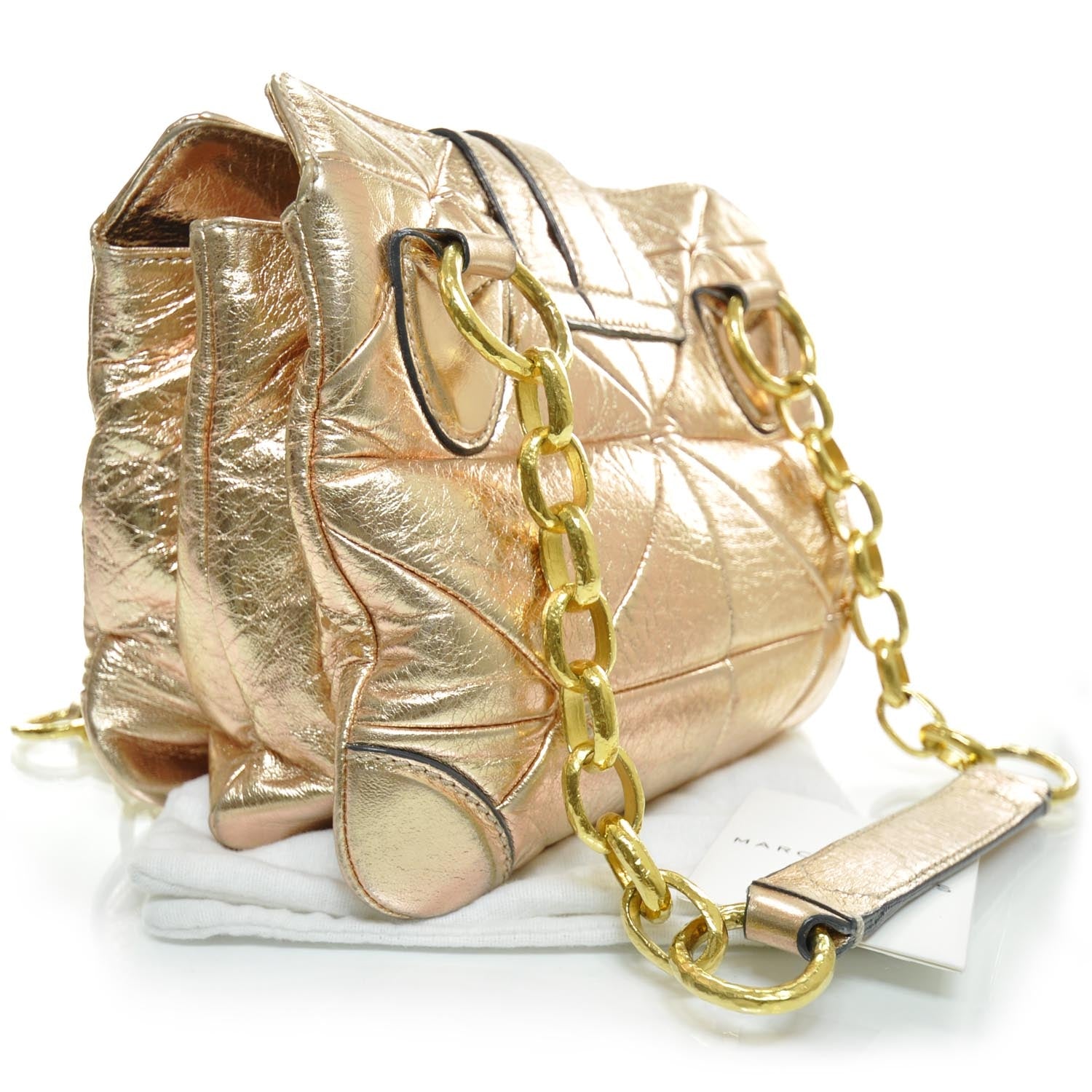 Marc Jacobs Leather Patchwork Mariah Flap Bag Metallic Blush 2 of 10