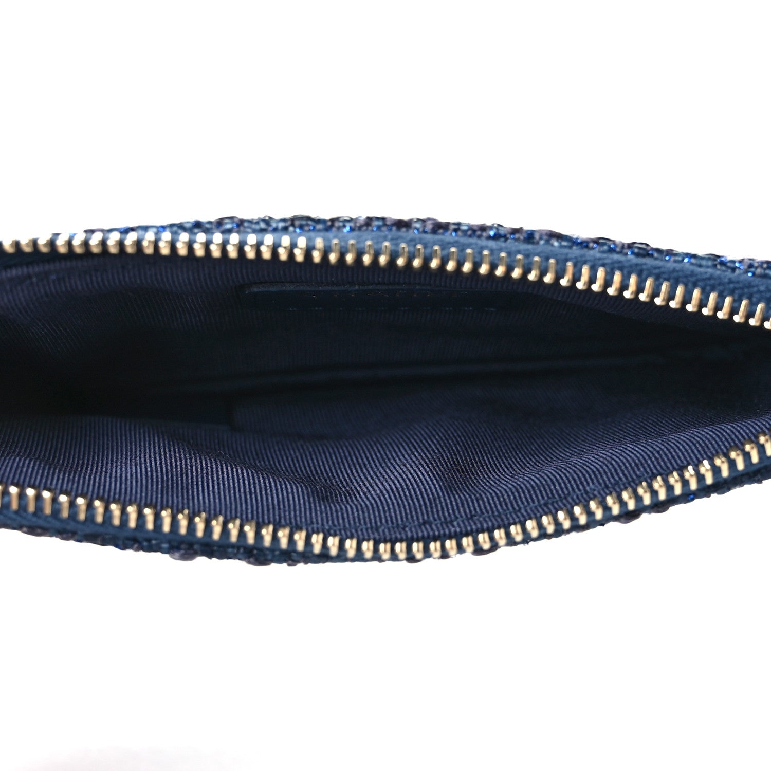 Chanel Woven Straw Raffia Deauville Cosmetic Pouch Blue 5 of 7