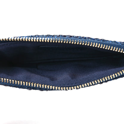 Chanel Woven Straw Raffia Deauville Cosmetic Pouch Blue 5 of 7