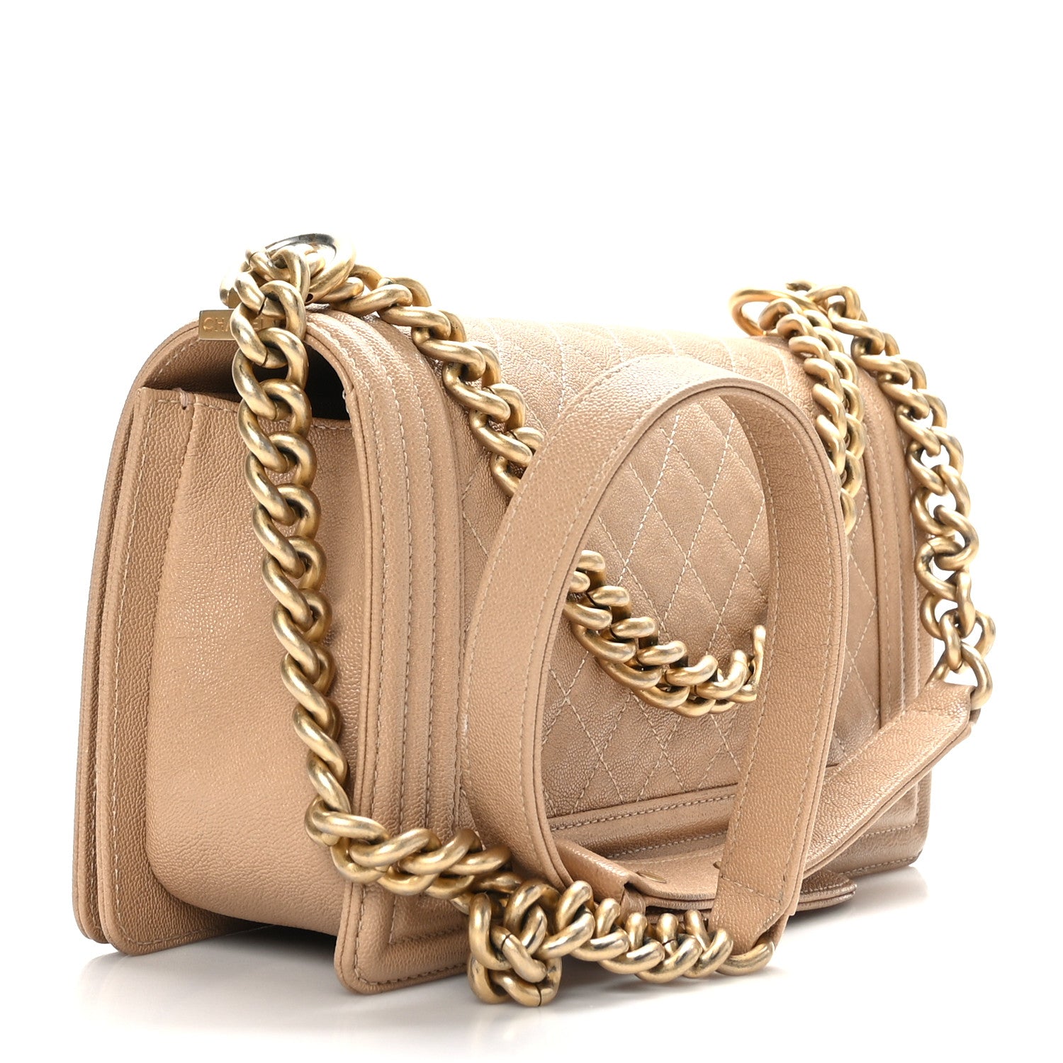 Chanel Caviar Quilted Medium Boy Flap Beige 3 of 9