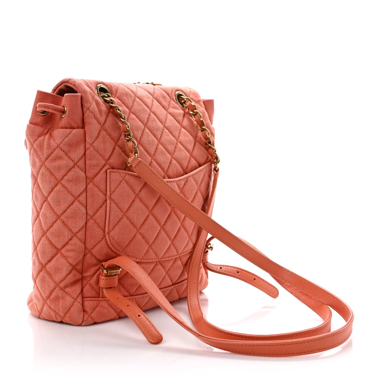 Washed Denim Quilted Small Urban Spirit Backpack Orange