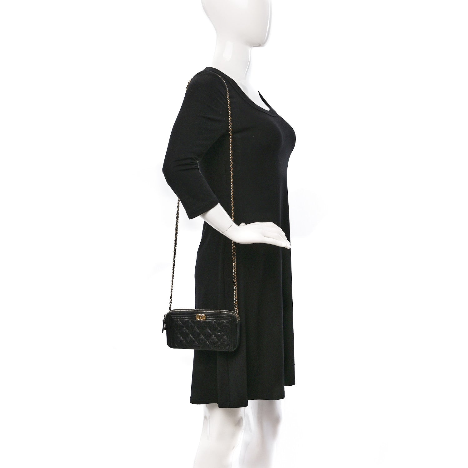 Chanel Caviar Quilted Small Boy Clutch With Chain Black 2 of 15