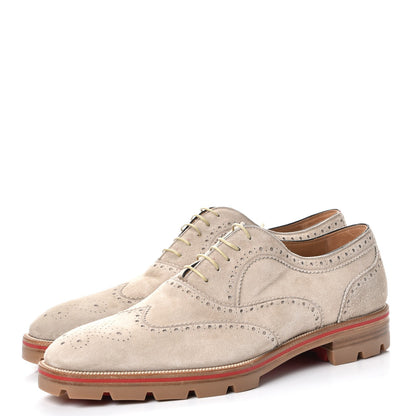 Christian Louboutin Mens Veau Velours Charlie Me Flat Oxfords 45 Galet 3 of 11