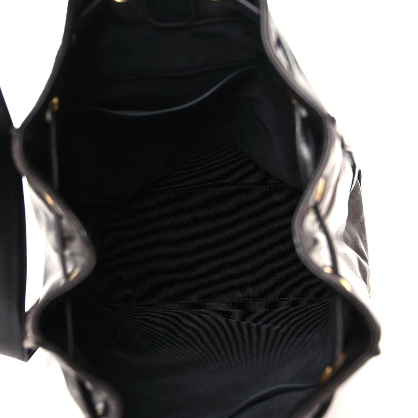 Lambskin Quilted Drawstring Backpack Black