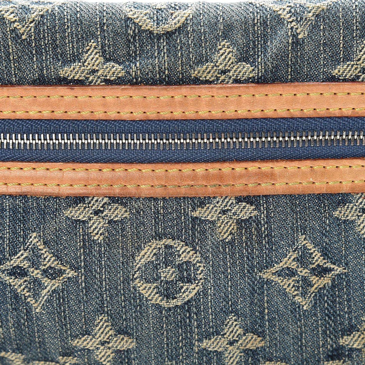 Monogram Denim Pochette Plat Clutch Blue