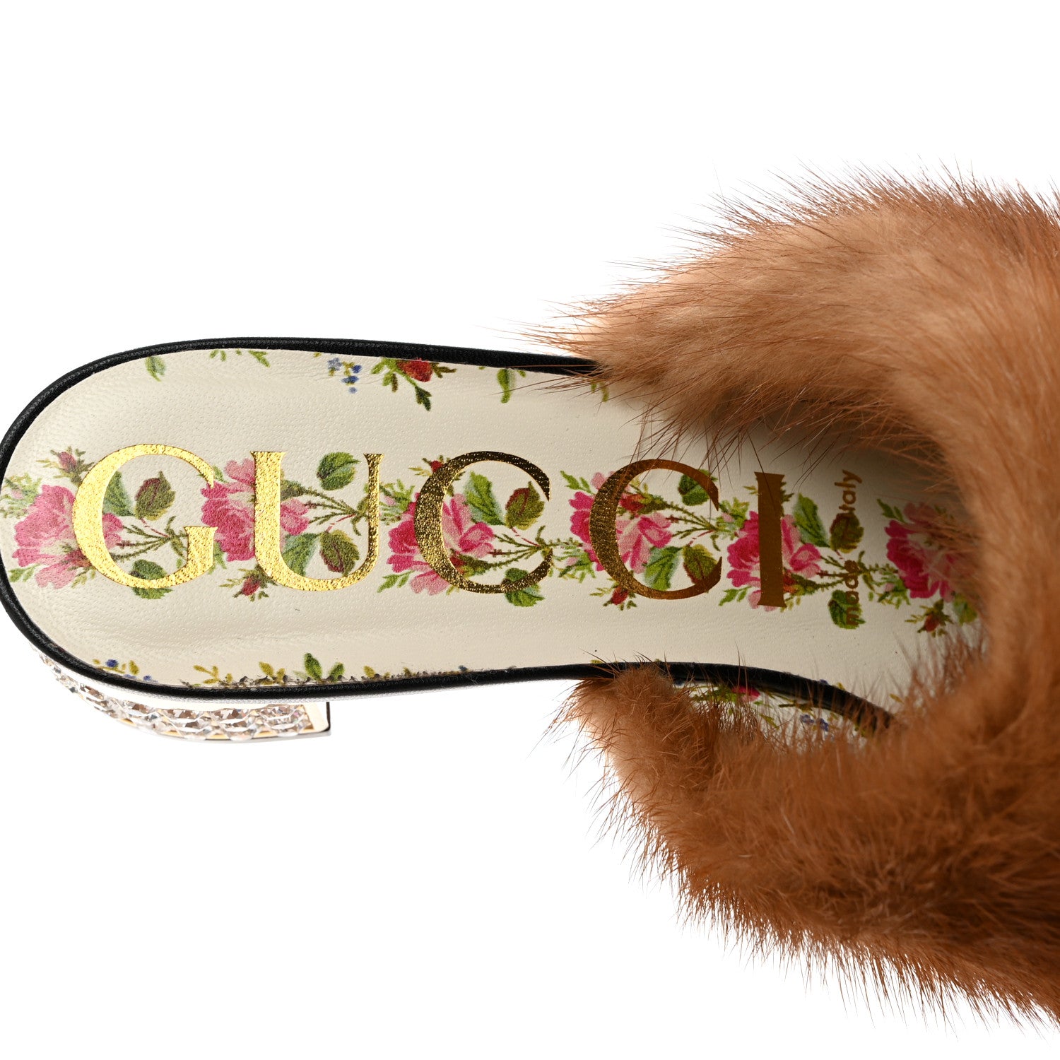 Gucci Mink Malaga Kid Crystal Candy Mules 38 Light Brown Black 7 of 10