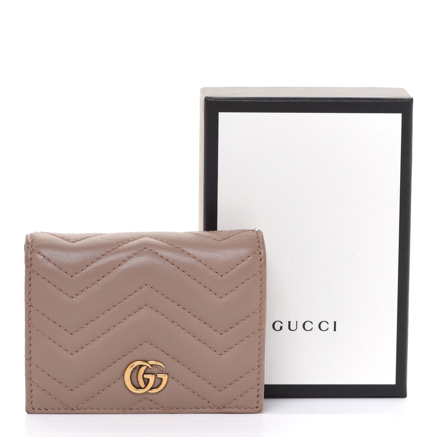 Gucci Calfskin Matelasse GG Marmont Card Case Porcelain Rose 10 of 10