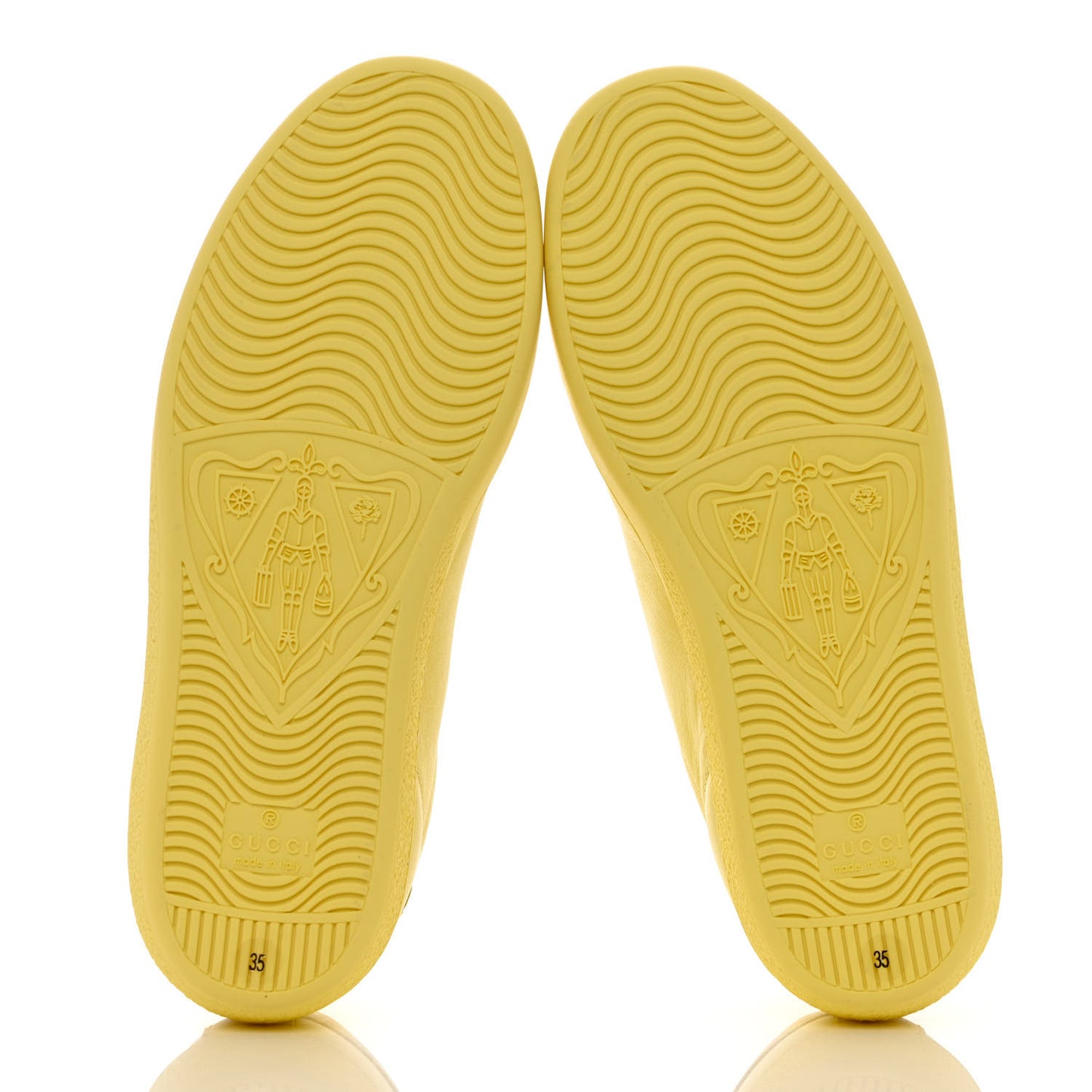 Calfskin Interlocking G Perforated Womens Ace Sneakers 35 Banana Straw Yellow
