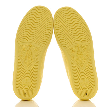 Gucci Calfskin Interlocking G Perforated Womens Ace Sneakers 35 Banana Straw Yellow 5 of 10