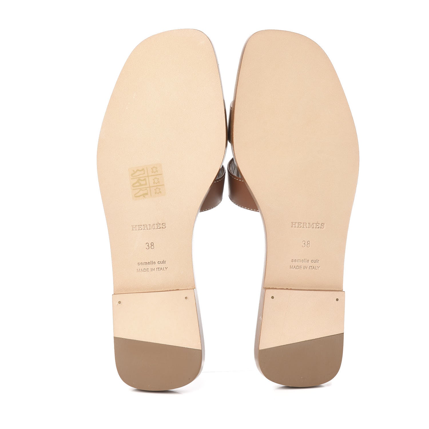 Hermes Box Calfskin Oran Sandals 38 Gold 5 of 9