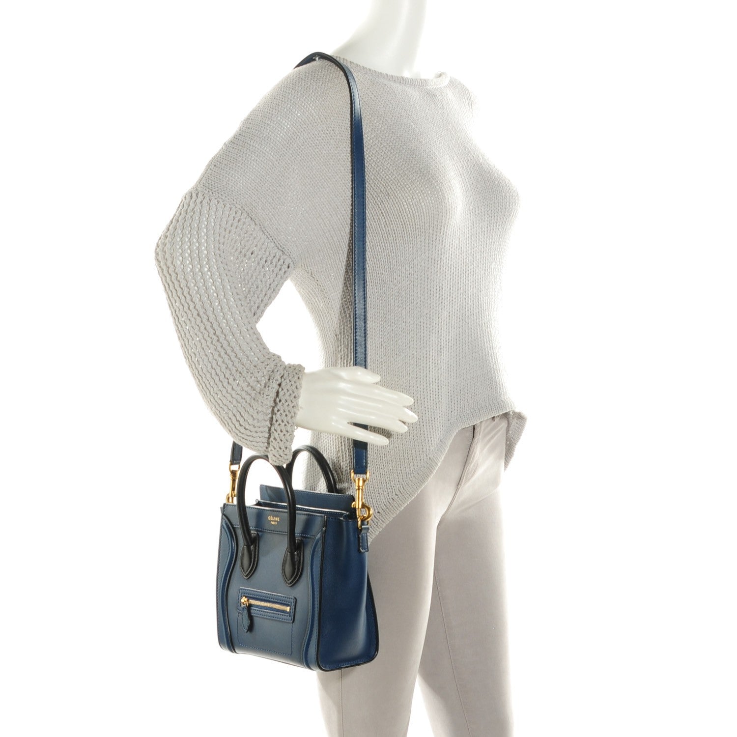 Celine Smooth Calfskin Nano Luggage Ocean Blue 3 of 9