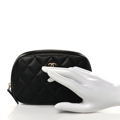 Chanel Caviar Quilted Small Curvy Pouch Cosmetic Case Black 2 of 10