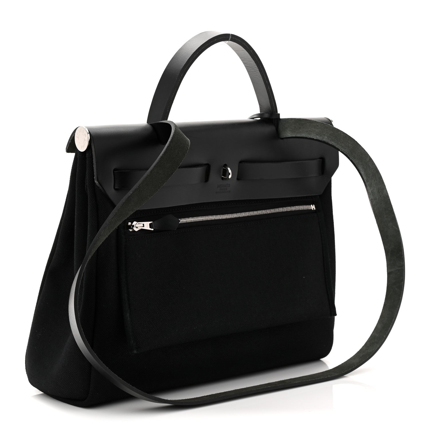 Hermes Military Toile Vache Hunter Herbag Zip Retourne 31 PM Black 4 of 11