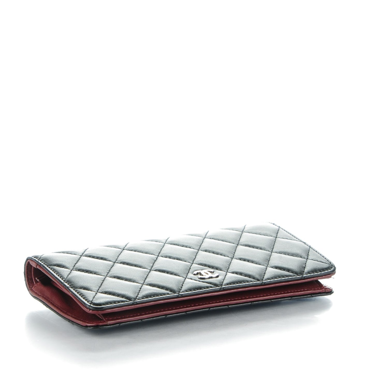 Lambskin Quilted Yen Wallet Black