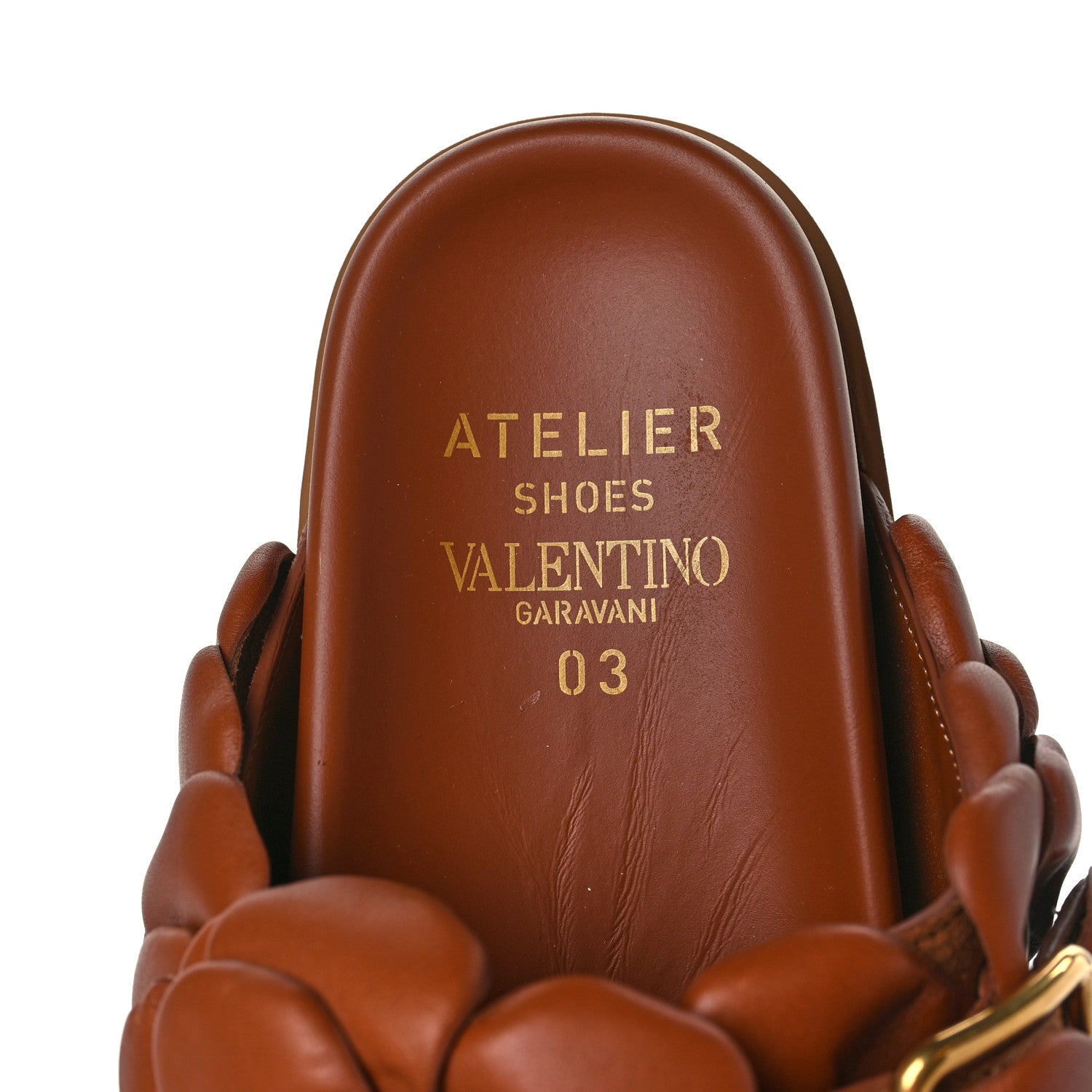 Valentino Garavani Calfskin Atelier 03 Rose Edition Double Buckle Slide Sandals 36 Cuoio 7 of 9