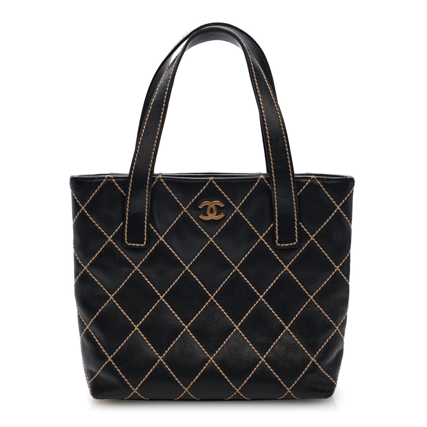 Calfskin Wild Stitch Tote Black