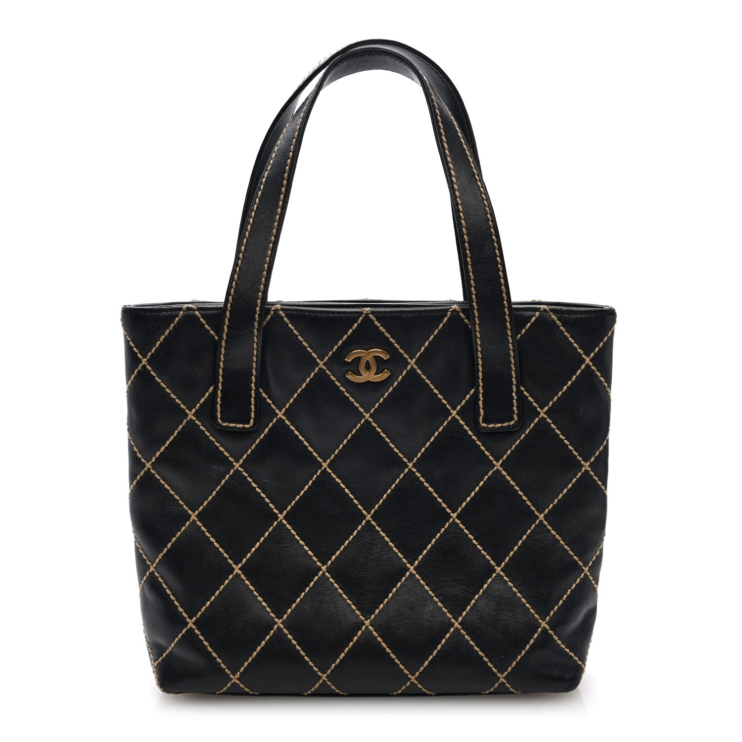 Chanel Calfskin Wild Stitch Tote Black 1 of 9