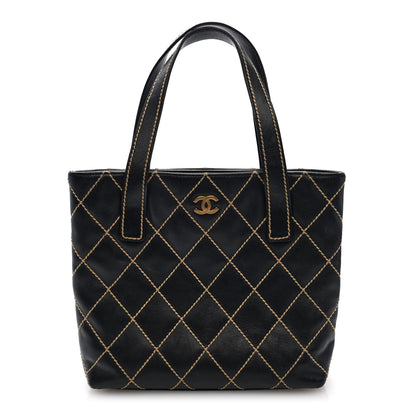 Chanel Calfskin Wild Stitch Tote Black 1 of 9