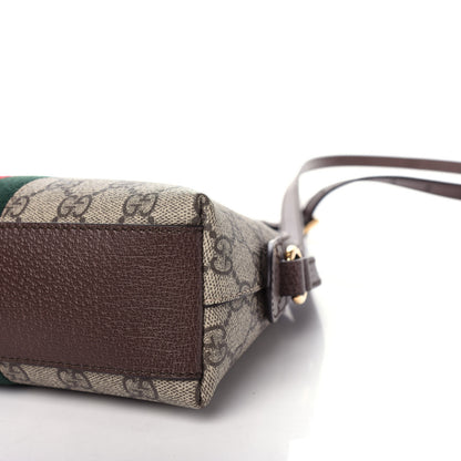 Gucci GG Supreme Monogram Textured Dollar Calfskin Web Small Ophidia Dome Shoulder Bag Beige Ebony New Acero 9 of 10