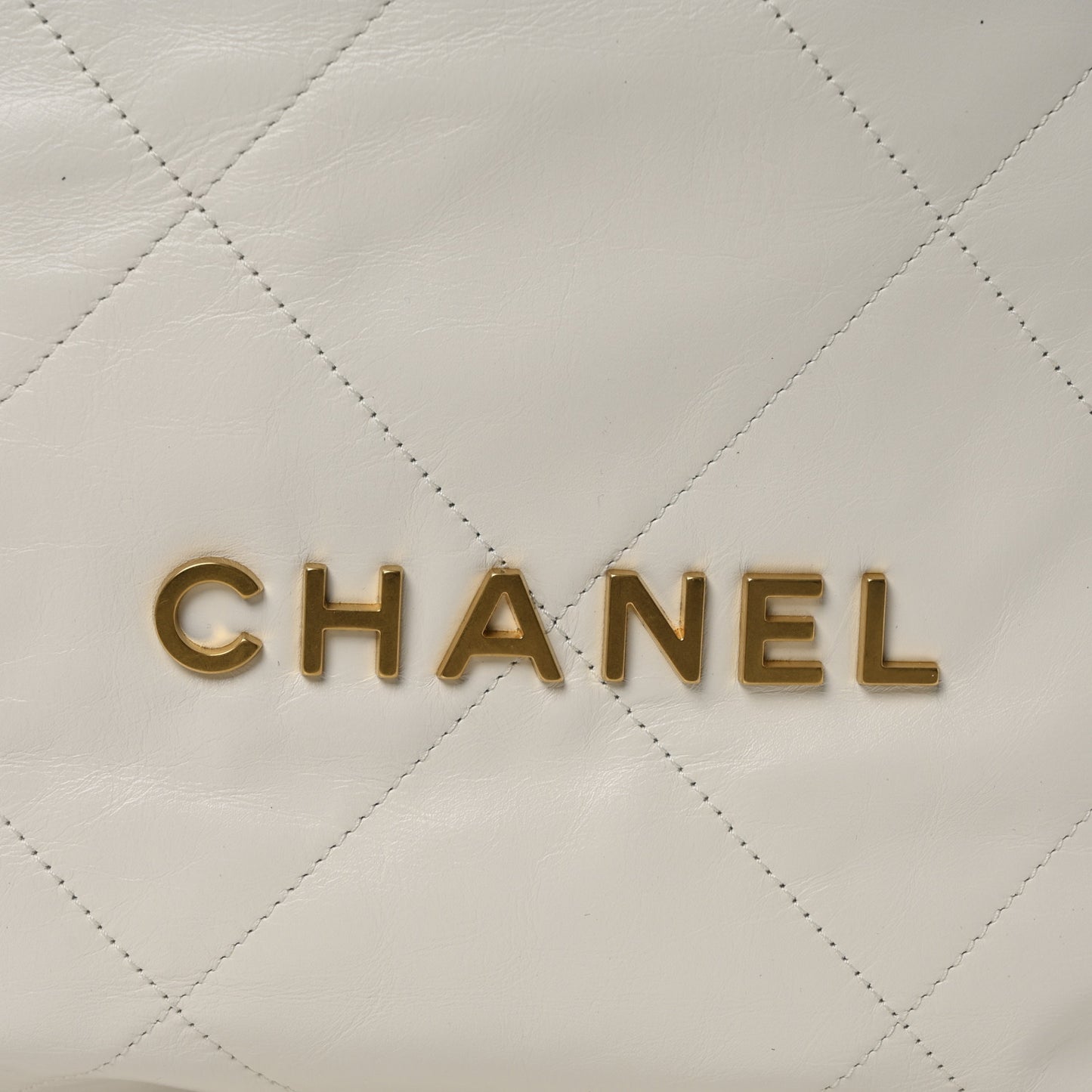 Shiny Calfskin Quilted Chanel 22 Backpack White