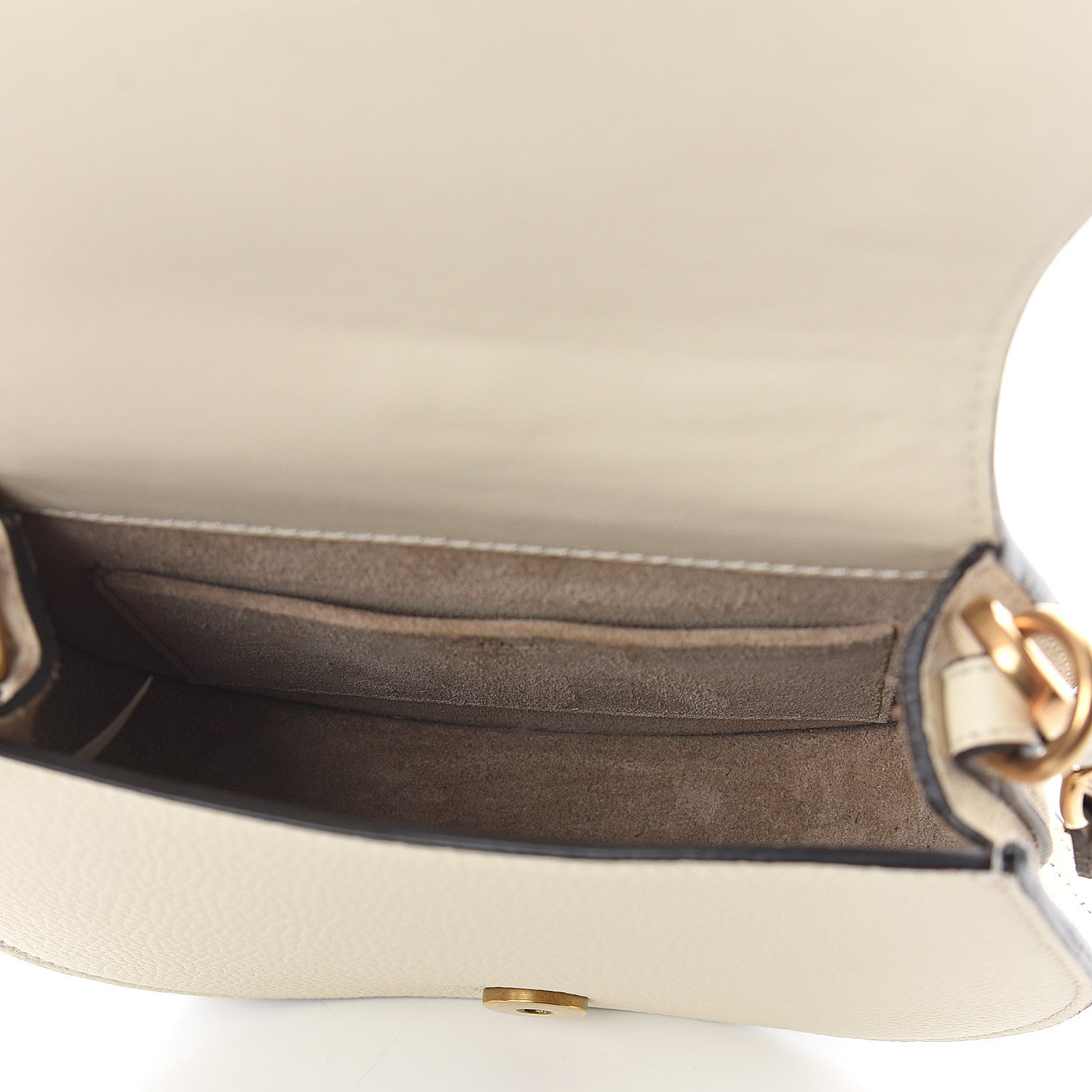 Chloe Calfskin Suede Small Nile Bracelet Bag Off White 4 of 8