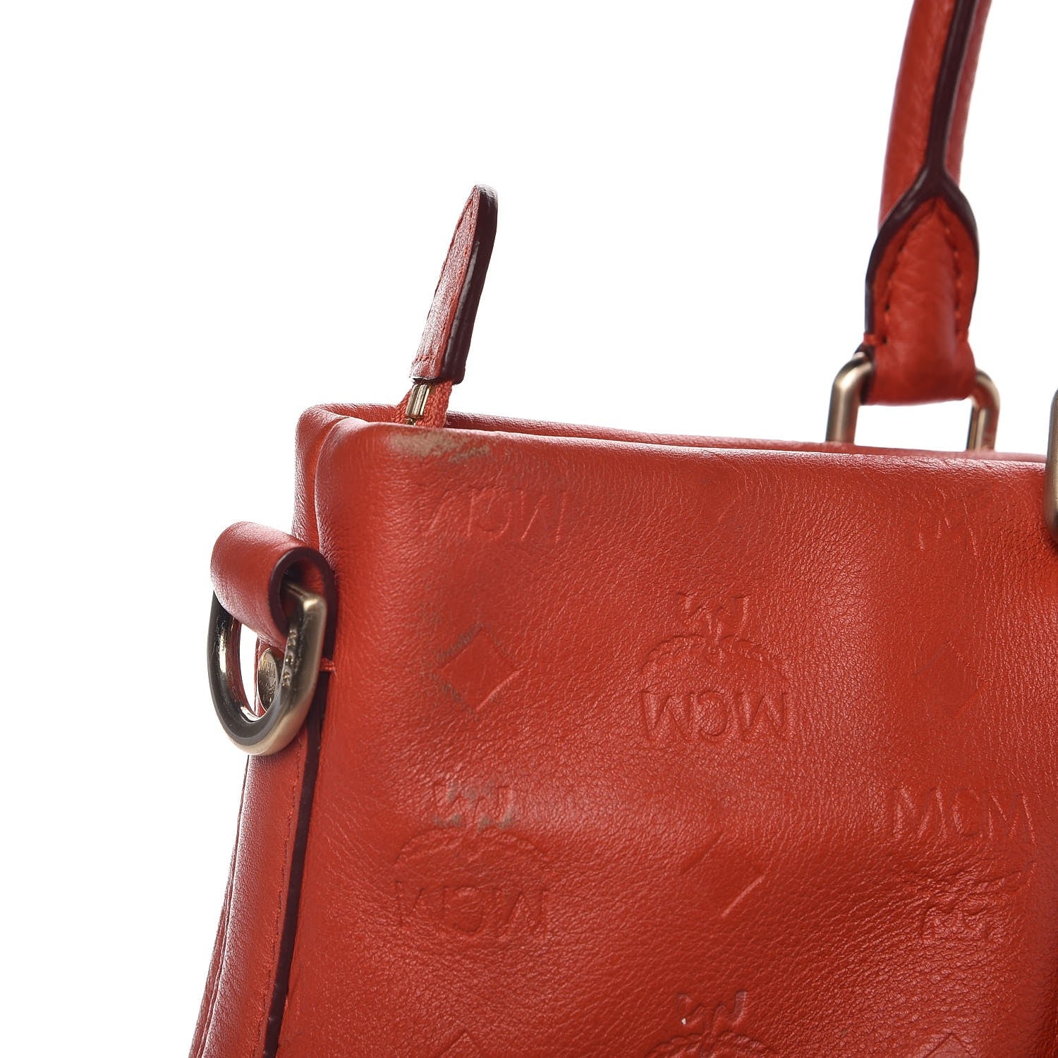 MCM Calfskin Ottomar Monogram Tote Orange 18 of 18