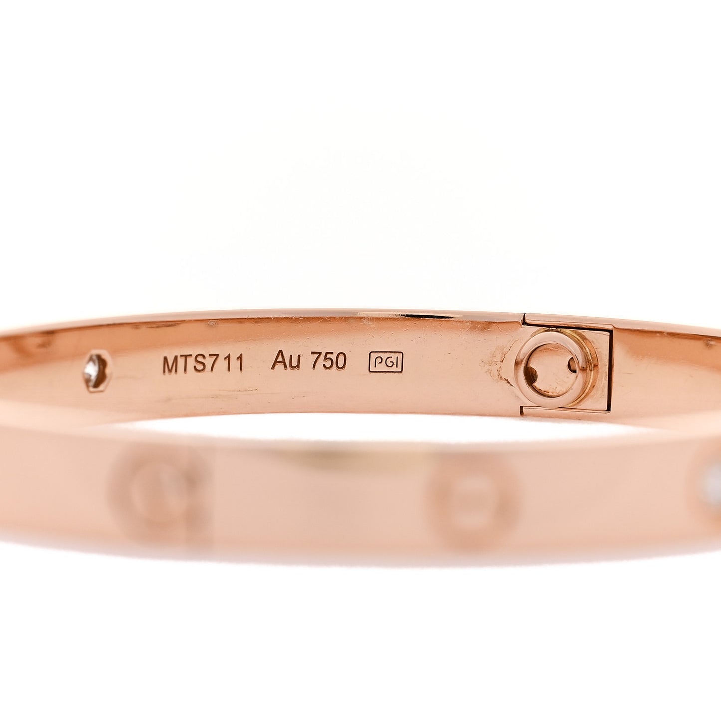 18K Pink Gold 4 Diamond LOVE Bracelet 17