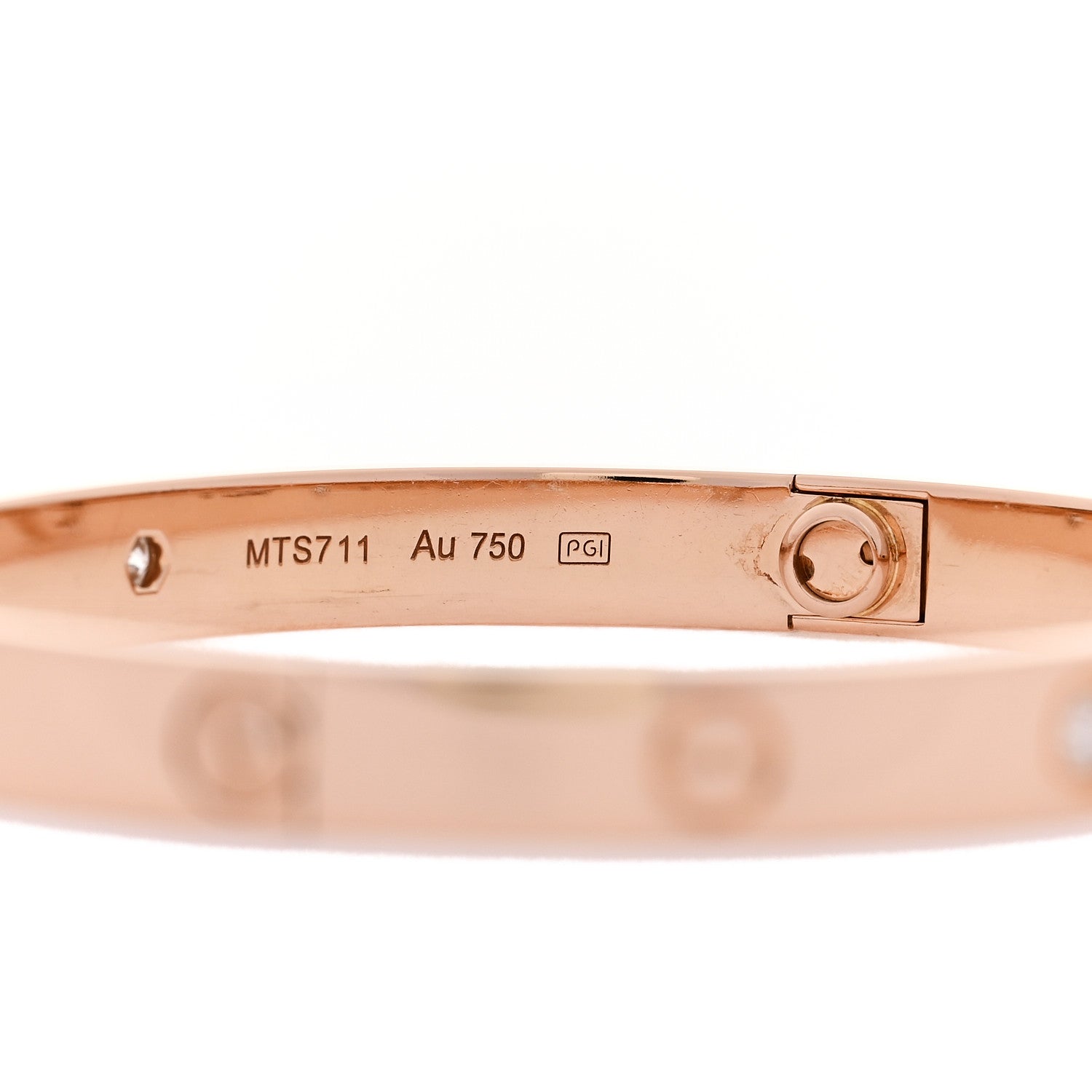 Cartier 18K Pink Gold 4 Diamond LOVE Bracelet 17 4 of 9