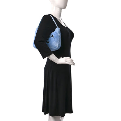 Prada Terry Cloth Mini Re-Edition 2000 Bag Celeste Black 2 of 8