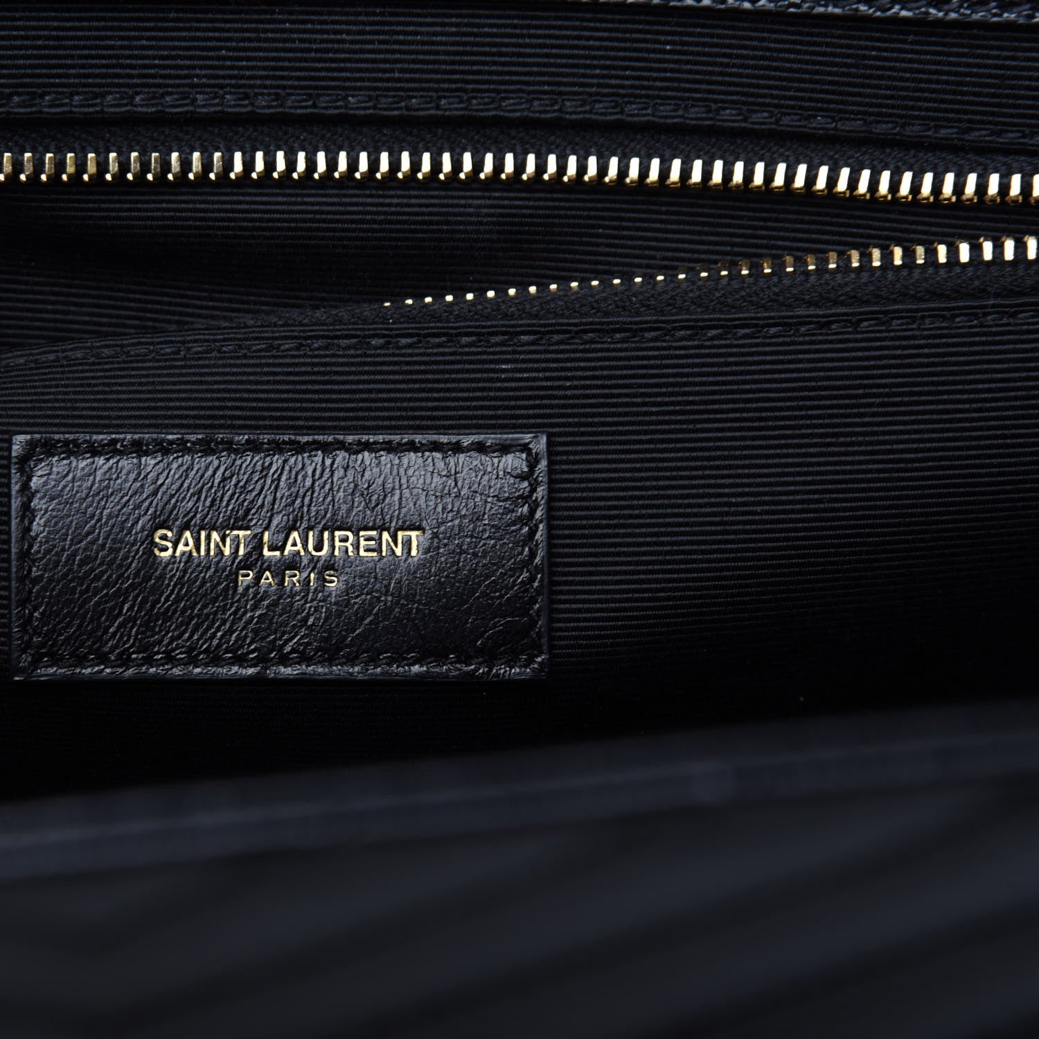 Saint Laurent Grain De Poudre Matelasse Chevron Large Monogram Satchel Black 6 of 8
