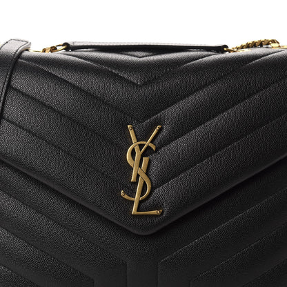Saint Laurent Grain de Poudre Calfskin Y Quilted Monogram Medium Loulou Chain Satchel Black 11 of 11