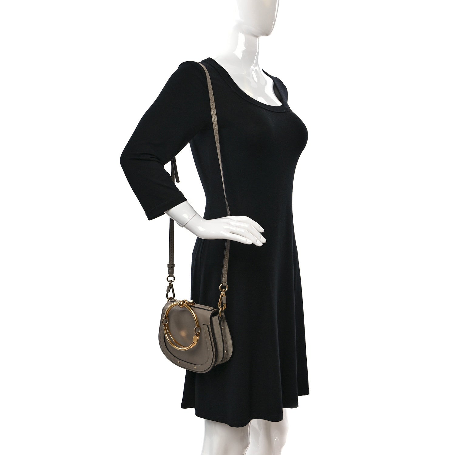 Chloe Calfskin Suede Small Nile Bracelet Bag Motty Grey 2 of 13
