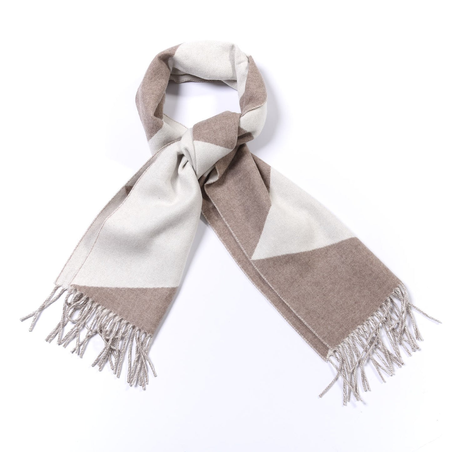 Cashmere Casaque Zig Zag Muffler Etoupe Ivory