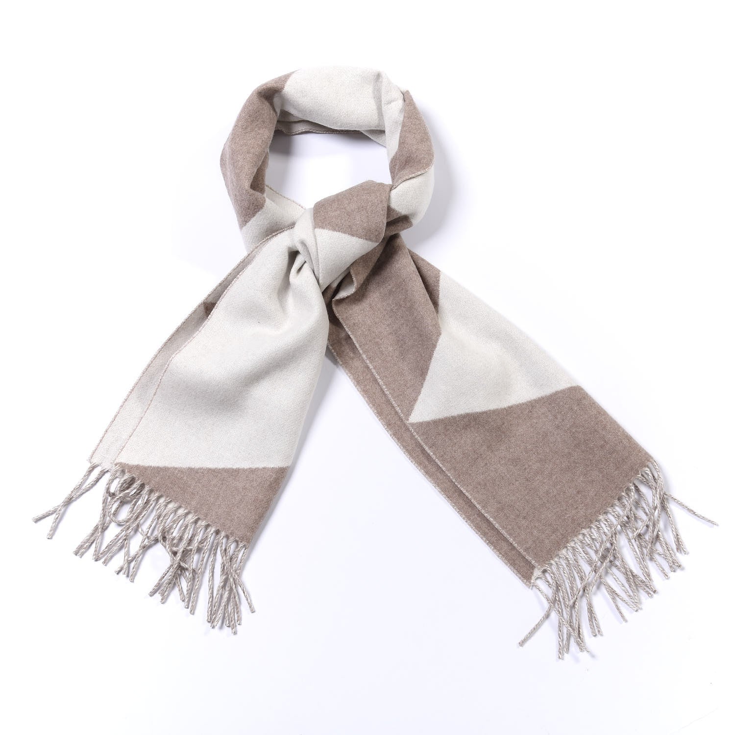 Hermes Cashmere Casaque Zig Zag Muffler Etoupe Ivory 2 of 5
