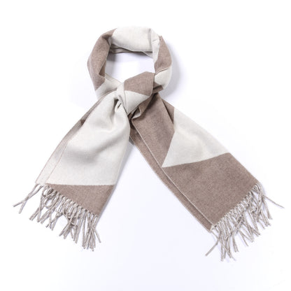 Hermes Cashmere Casaque Zig Zag Muffler Etoupe Ivory 2 of 5