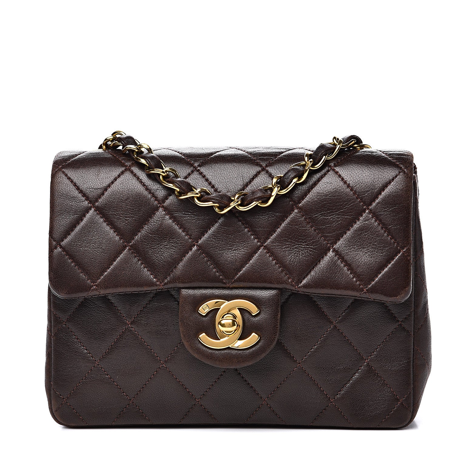 Chanel Lambskin Quilted Mini Square Flap Brown 1 of 14