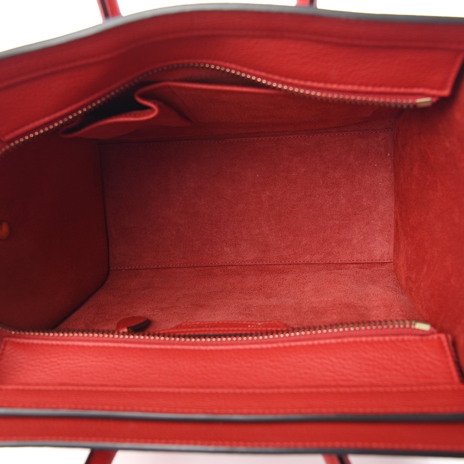 Celine Drummed Calfskin Micro Luggage Red 4 of 9