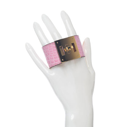 Hermes Matte Alligator Kelly Dog Bracelet T2 5P Pink 2 of 6