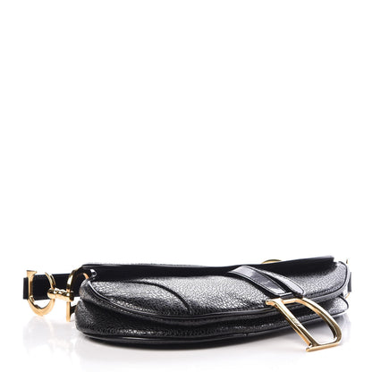 Christian Dior Calfskin Stingray Embossed Saddle Bag Black 4 of 7