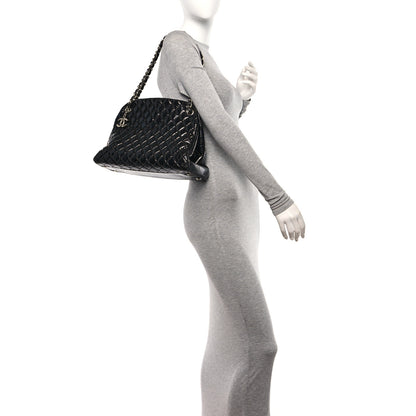 Chanel Glazed Calfskin Quilted Large Just Mademoiselle Bowling Bag Black 2 of 11