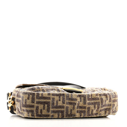 Fendi Vitello King Beaded Zucca Baguette Mogano Panna Ebano 4 of 9