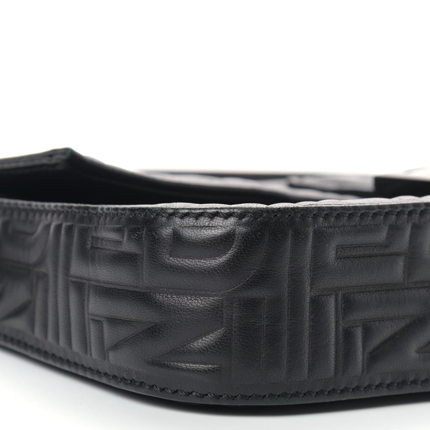 Nappa Logo Embossed Baguette Black