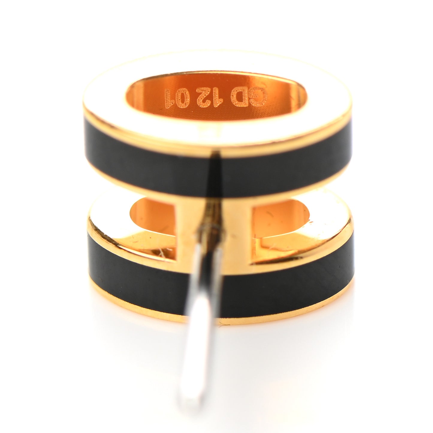Gold Lacquered Mini Pop H Earrings Black