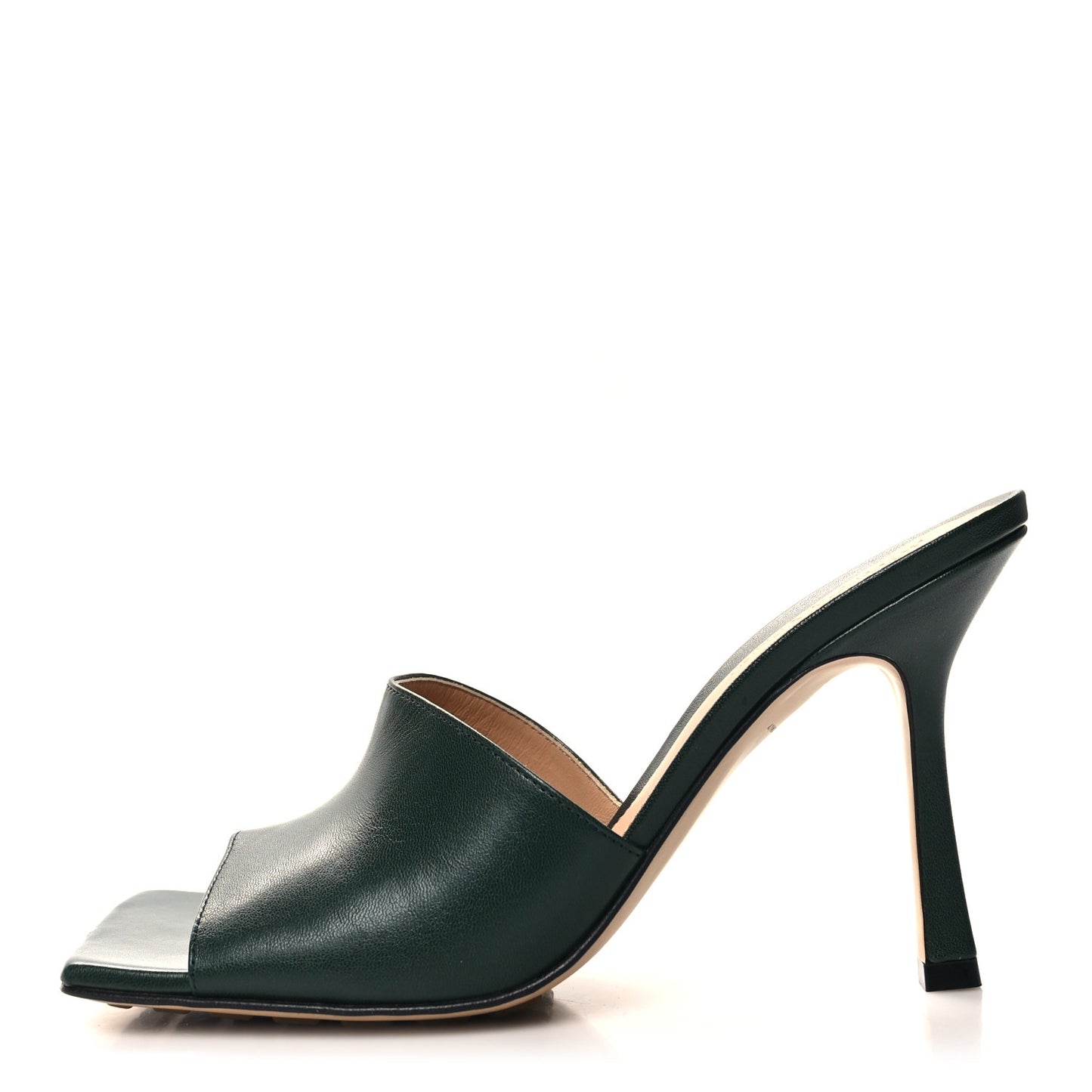 Lambskin Stretch Mule Sandals 38 Pine Green