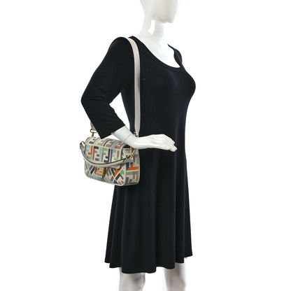 Fendi Canvas Vitello Seta FF Multicolor Embroidered Baguette Grezzo Multicolor Latte 2 of 8