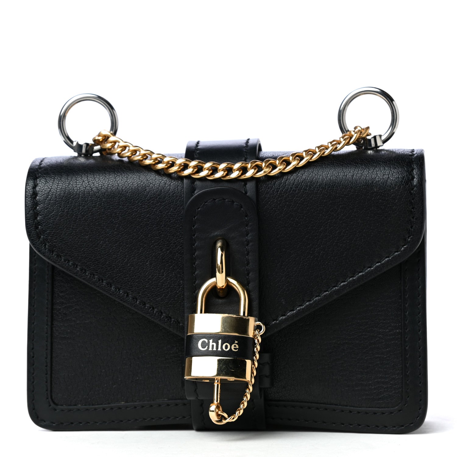 Chloe Shiny Goatskin Calfskin Mini Aby Chain Shoulder Bag Black 1 of 4