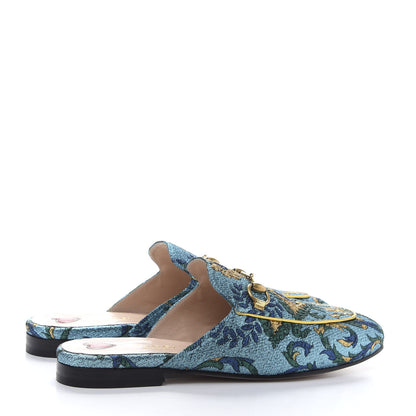 Gucci Iridescent Brocade Womens Princetown Slippers 36.5 Azure Multicolor Oro 4 of 10