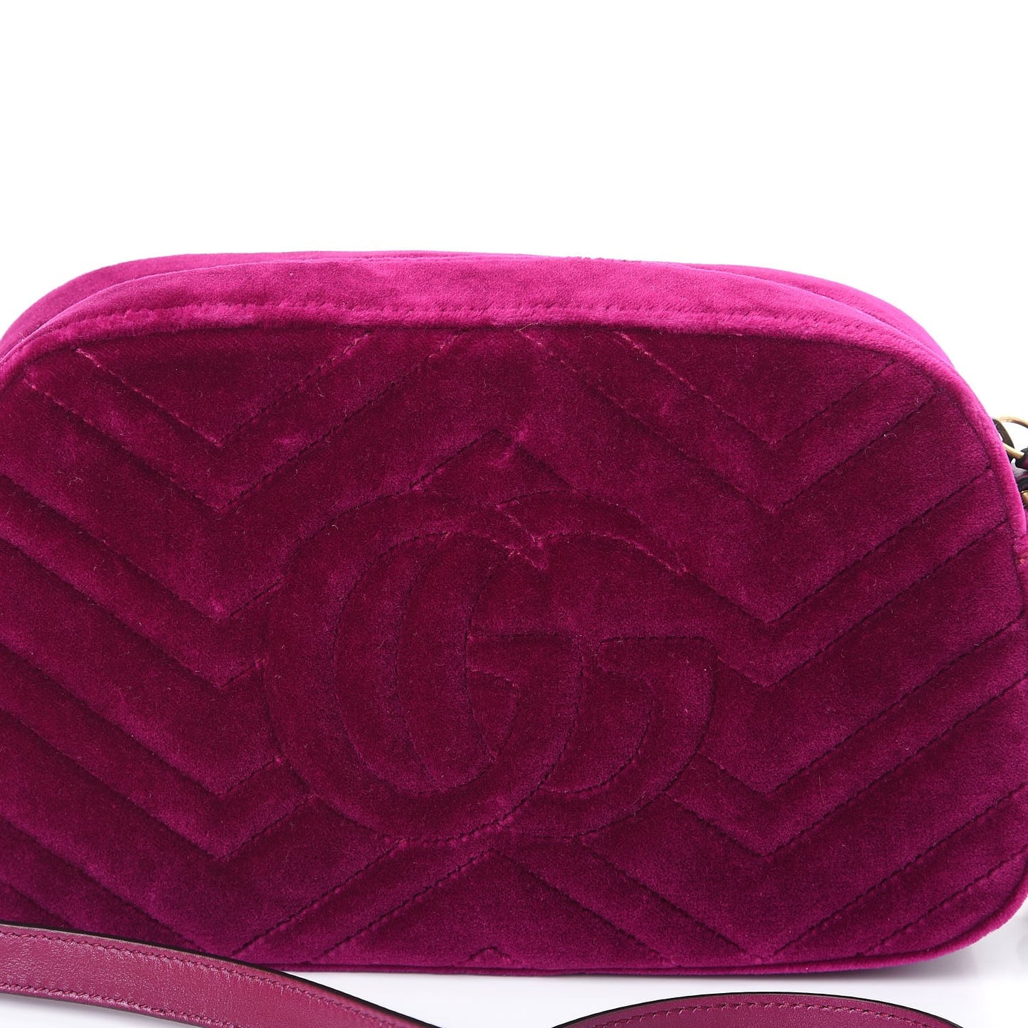 Velvet Matelasse Small GG Marmont Chain Shoulder Bag Fuchsia Violet Cyclamen